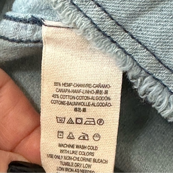 Free People Women’s Size XS Light Blue Raw Edge Hooded Denim Jean Swing Jacket - Picture 9 of 11